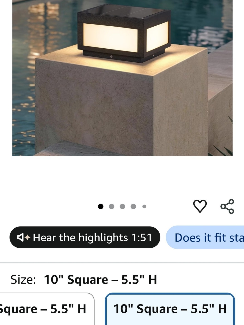 Outdoor Square Solar Accent Light in Black